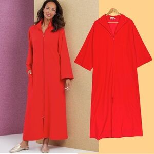 Vintage 70s Vanity Fair Fleece Quarter Zip Sleeve Longline Housecoat Pajama Robe